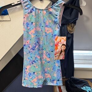 Girl Power butterfly Pastel Tank biketard - Blue & Pink